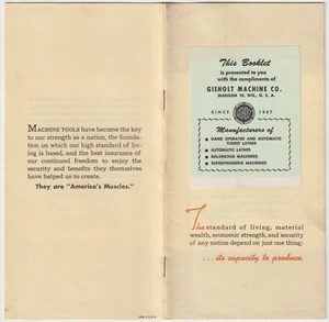 1950s Gisholt Machine Co Madison Wisconsin Tooling Advertising Brochure Booklet - Picture 1 of 5