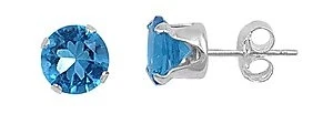 Aretes redondos de plata esterlina con topacio azul circonita cúbica corte brillante 925 joyería fina Foto 1 de 1