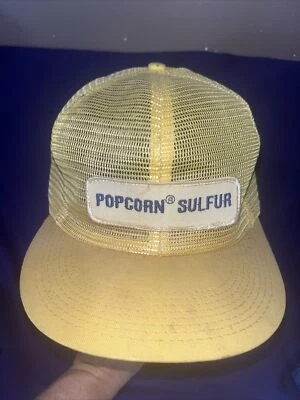 Gorra de trabajo vintage de camionero con logotipo de palomitas de maíz azufre de los años 80 Foto 1 de 4