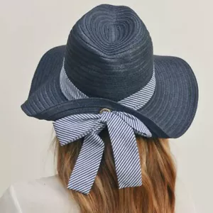 Marine gestreifter Fedora-Hut mit Schleife - Bild 1 von 4