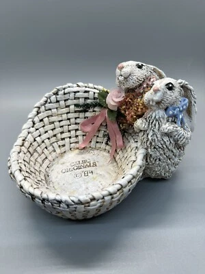 Cerámica Conejito Conejos con Cesta Jelly Bean Soporte Pascua California Originales  Foto 1 de 4