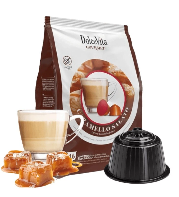 64 capsule CARAMELLO SALATO compatibili con NESCAFE' DOLCE GUSTO Dolce Vita