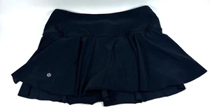 Lululemon Tennis Skirt Size 8 Black Lined Athletic Shorts w Grippers - Very Good - Picture 1 of 9