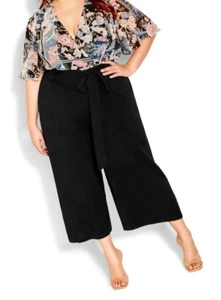 City Chic Nouveau Tie Pants - Black Plus 14W - Picture 1 of 10