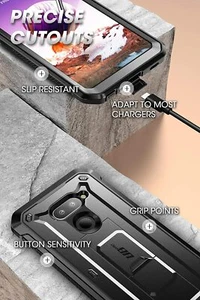 SUPCASE for LG Q70, FullBody Builtin Screen Case Holster Shockproof Cover BLACK - Photo 1 sur 8