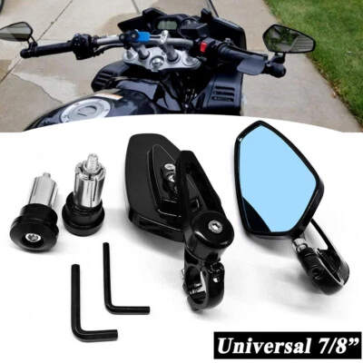 Espejos retrovisores CNC de 7/8" con extremo de barra para Honda Kawasaki Suzuki Yamaha Universal Foto 1 de 4