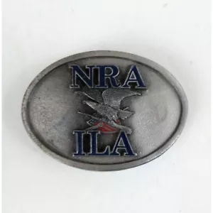 Vintage NRA ILA Firearms Eagle With Gun & Shield Flag Belt Buckle - Picture 1 of 3