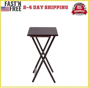 (2 Pack) Folding TV Tray Table Set in Walnut 19 x 15 x 26 Inch Room Furniture - Picture 1 of 4