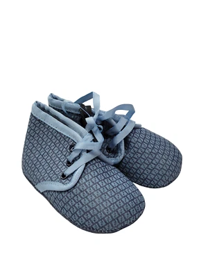 Nuevos Zapatos Fendi Bebé Azul Marino Chambray Patrón FF Talla I Foto 1 de 4