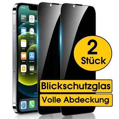 2x Panzerfolie Sichtschutz Blickschutz Glas für iPhone 17 16 15 14 13 12 Pro Max - Bild 1 von 4