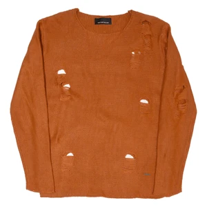 WHY NOT BRAND Distressed Womens Jumper Orange Chunky Knit M - Picture 1 of 6