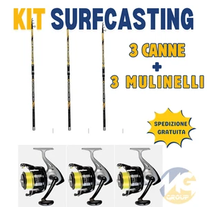 MGFISHING Kit 3 Trabucco Vektor 4,00mt 150gr + 3 Mulinelli Trabucco Dayton 6500 - Foto 1 di 2