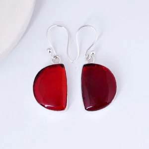 Red Coral Gemstone Handmade 925 Sterling Silver Jewelry Earring For Women - Picture 1 of 3