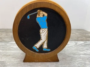 golf golf golfista sottobicchieri legno sughero golfisti lotto di 4 vintage - Foto 1 di 7