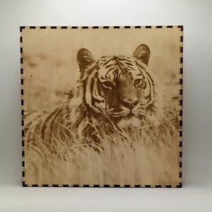 Wildlife - Tiger - Laser Engraved Shelf or Wall Sign 8"x8"x2" - Picture 1 of 5