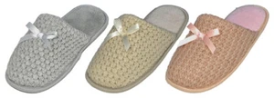 Women's Fuzzy Slip On Winter Slippers Warm Cozy indoor House Shoes TPR SOLE - Picture 1 of 4
