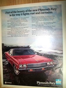 1973 73 Plymouth Fury large-mag color car ad -at the shore - Bild 1 von 1