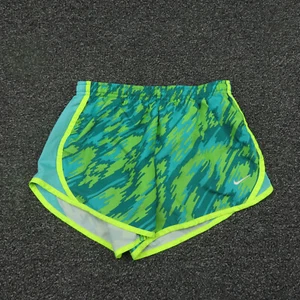 Nike Shorts Girls Medium Green & Blue Dri-Fit 3in Inseam Running Breathable - Picture 1 of 8