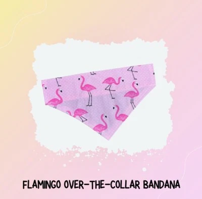 Small Dog Bandana Pink Flamingos: Over-the-Collar 9" - Image 1 of 2
