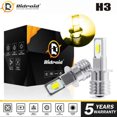 2PCS H3 LED HEADLIGHT CONVERSION CAR BULBS KIT 3000K XENON FOG Lamp Bulbs Yellow - Image 1 of 4
