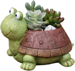 Turtle Plant Pot Flowerpot Animal Garden Pots Resin Succulent Green - Picture 1 of 9