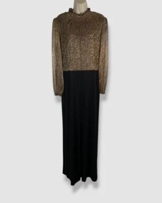Jessica Howard Women's Black Gold Metallic-Bodice Jumpsuit Sz 14 Foto 1 de 3