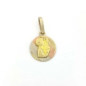 10k 3 color gold round boy holy first communion pendant charm jewelry 0.51" 1g - Picture 1 of 12