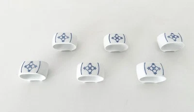 Form Marienbad Ingres Weiss Serviettenringe 6 Stück Indisch Blau Strohblume - Bild 1 von 2