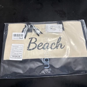 Borsa/borsa da spiaggia in tela nera e lino - Foto 1 di 6