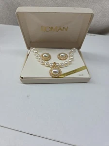 Römische Perlenkette Enhancer Set mit Ohrringen, 18" Top Zustand - Vintage - Bild 1 von 5