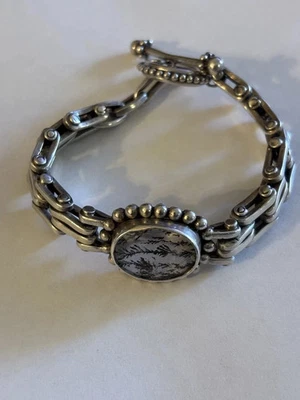 Brazalete de cuarzo facetado transparente diseño único de plata esterlina Stephen Dweck de 8 pulgadas Foto 1 de 4