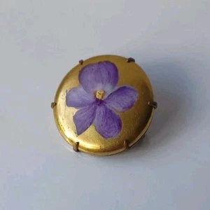 ANTIKE UM 1900 KLEINE 7/8" (D) HANDBEMALTE PORZELLAN-STIEFMÜTTERCHENBROSCHE MIT C-VERSCHLUSS - Bild 1 von 11