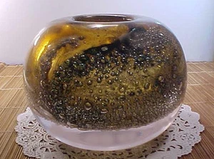 Heikki Orvola Nuutajarvi Notsjo Heavy Volcano Art Glass Vase Finland Mid Century - Picture 1 of 8