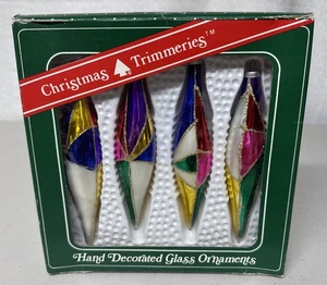 Juego de 4 adornos de vidrio decorados a mano Bradford vintage - Imagen 1 de 5