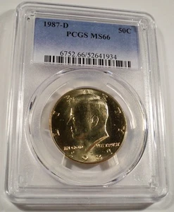 Medio dólar Kennedy 1987-D PCGS MS66 50c MS 66 - Imagen 1 de 4