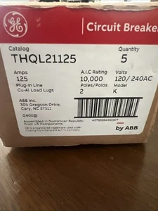 GE General Electric THQL21125 125-Amp 2-Pole 120/240VAC Breaker Lot of 4 - Afbeelding 1 van 10