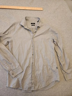 Hugo Boss Shirt Mens XL Gray Slim Fit Button Down Long Sleeve Made Turkey Modern - Image 1 of 4