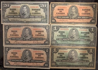 (6) 1937 King George VI Bank Of Canada - $28 Face - Notes - Image 1 of 2