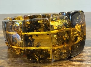 VTG Baltic Amber Chunky Stretch Wide Panel Bracelet Estate 20 G - Picture 1 of 16