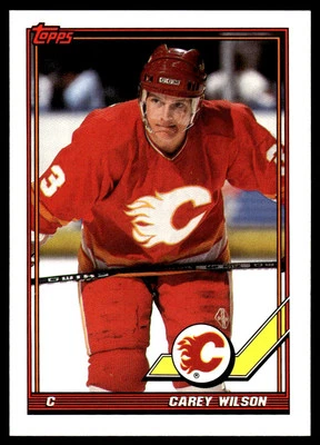 1991-92 Topps #85 Carey Wilson Calgary Flames Hockey Card - Image 1 of 2