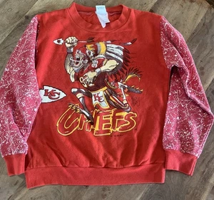 Felpa girocollo vintage anni 80 Kansas City Chiefs ragazzo taglia 8-10 Jack Davis - Foto 1 di 16