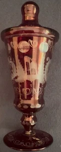 Czech-Biedermeier Era Cut To Clear Ruby Red 1880's Lidded Goblet - Picture 1 of 13
