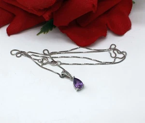 Sterling Silver Ross Simons Amethyst Tear Drop 3.06 18" Necklace CAT RESCUE - Picture 1 of 2