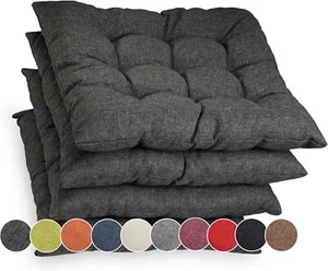 4er Set Stuhlkissen mit Bändern 40x40x8cm bequeme Auflage für Stühle Bänke - Bild 1 von 44