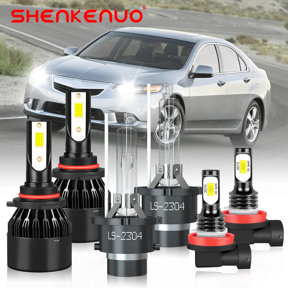 Para For Acura TSX 2009-2013 2014 HID/LED faro Hi/Lo Beam +Kit de luz antiniebla - Image 1 of 4