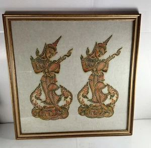 Thailändischer Tempel Reiben gerahmte Kunst buddhistisch tibetisch hindu Musiker asiatisch Siam 22 Zoll - Bild 1 von 10