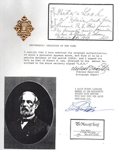 Confederate General Robert E. Lee Hair Louis Mushro COA - Picture 1 of 2