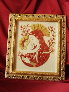 Vintage coral picture, natural red coral, 2d virgin coral sculpture - Picture 1 of 3
