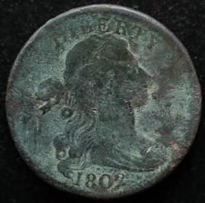 KAPPYSCOINS GH038 1802 DRAPED BUST LARGE CENT VG DETAILS - Picture 1 of 3