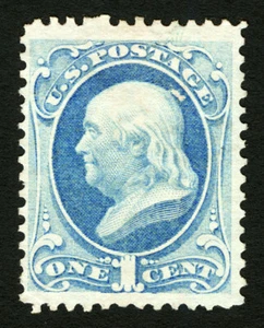 #156 1873 1c Pale Ultramarine Franklin Very Fine Unused Fresh, Secret Mark - Picture 1 of 1